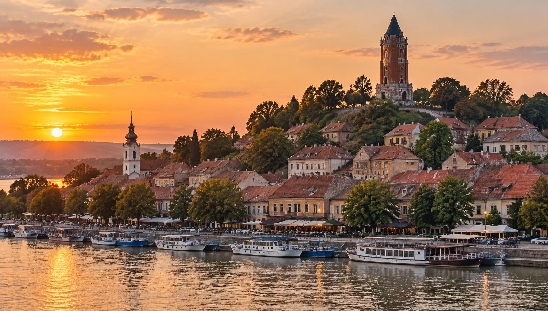 Zalazak sunca nad Dunavom i Zemunom